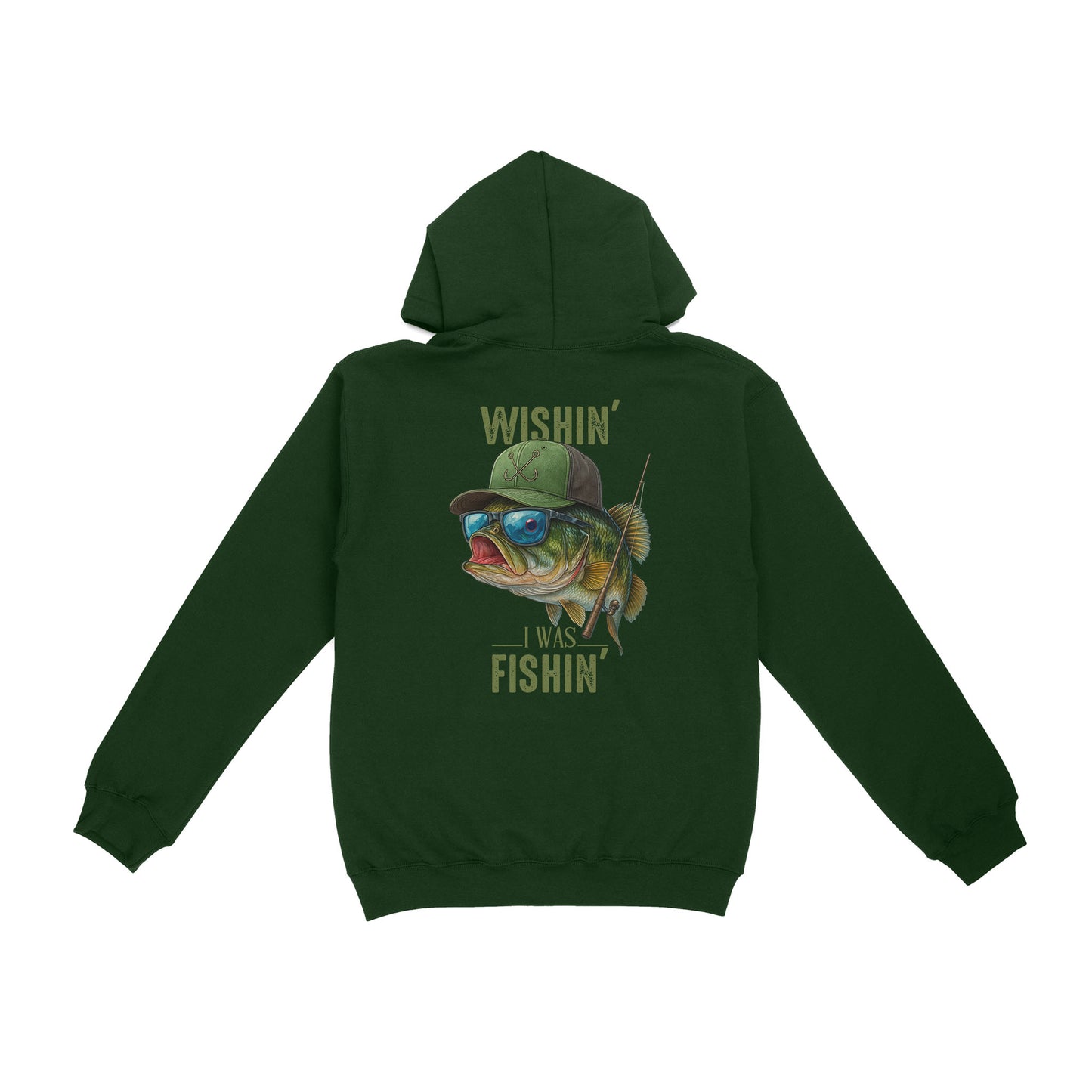 Funny Fishing Shirt Wishin' I Was Fishin Custom Name funny Bass fishing Hoodie D03 NQS9898
