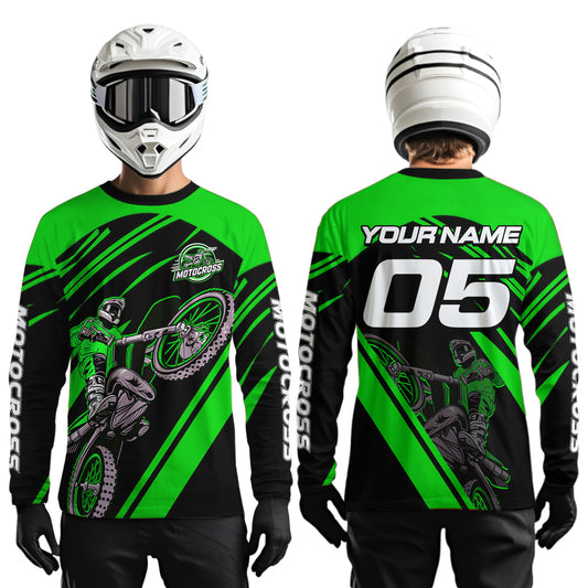 Green Custom Motocross Jersey for Men Women Kid Dirt Bike Shirts Motorcycle Shirt XM456