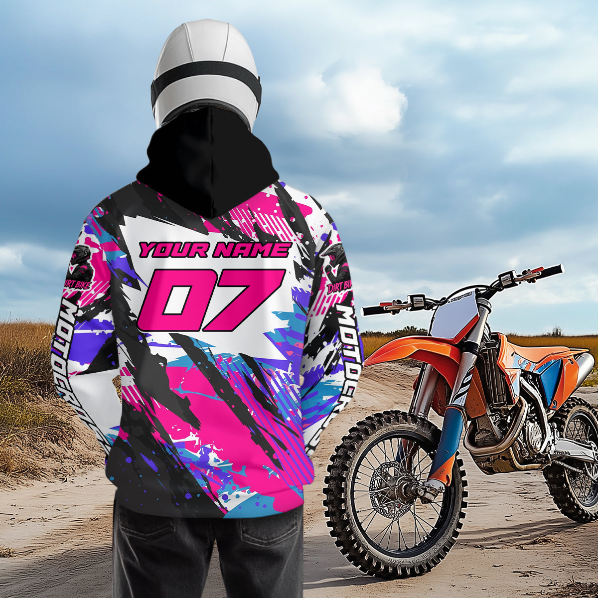 Pink Custom Motocross Hoodie for Men Women Adult Dirt Bike Racing Hoodie Shirt MH469