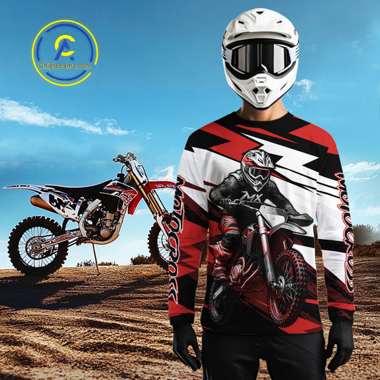 Red and Black Custom Motocross Jersey Men Women Kid Dirt Bike Motorcycle Shirt XM455