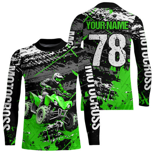 Custom Green ATV Motocross Shirts Kid Adult Motocross Off-Road Quad Bike Shirt UPF30+ DNT62