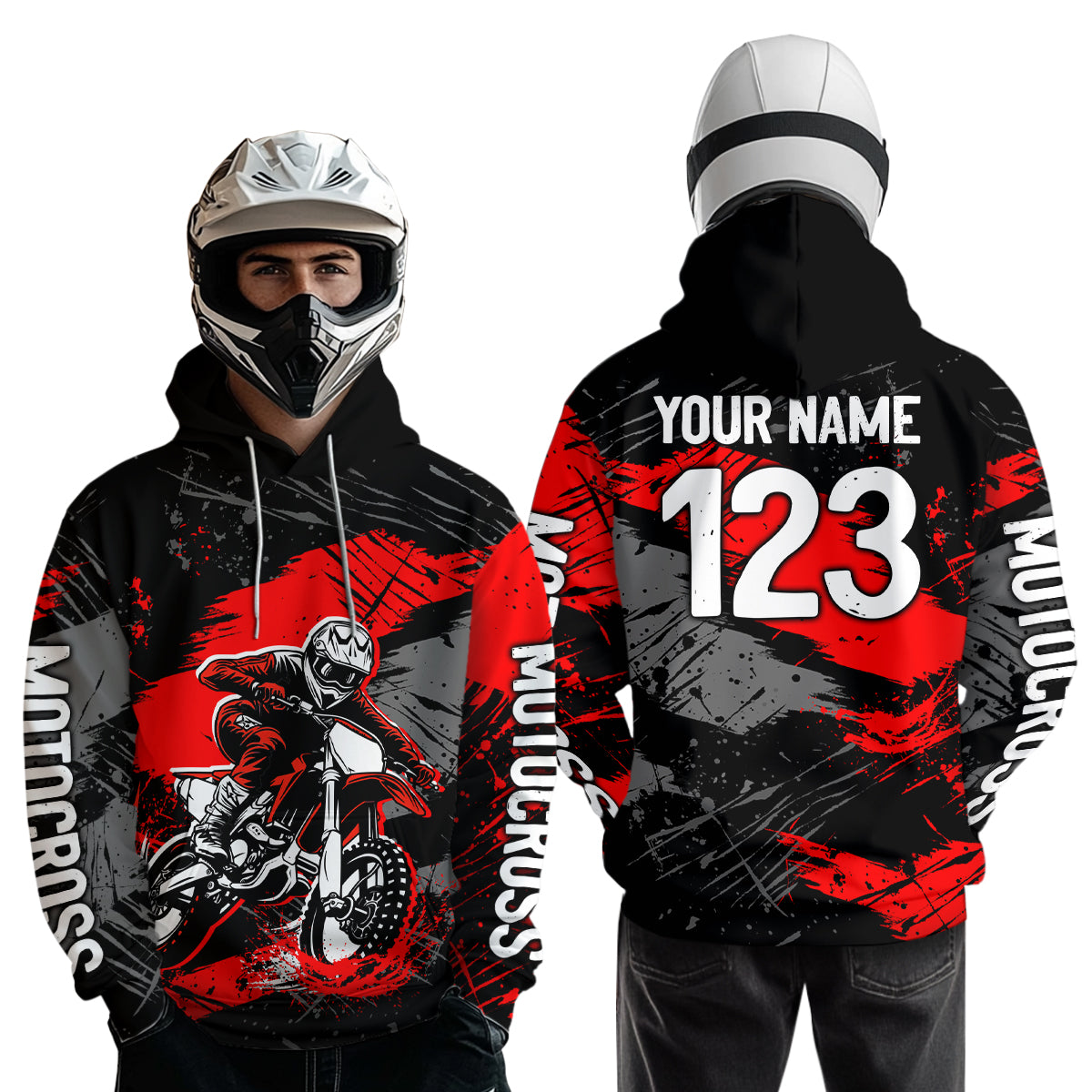 Custom Red Dirt Bike Hoodie Motocross Sweatshirts for Kid Men Women Motorcycle Hoodie HOT39