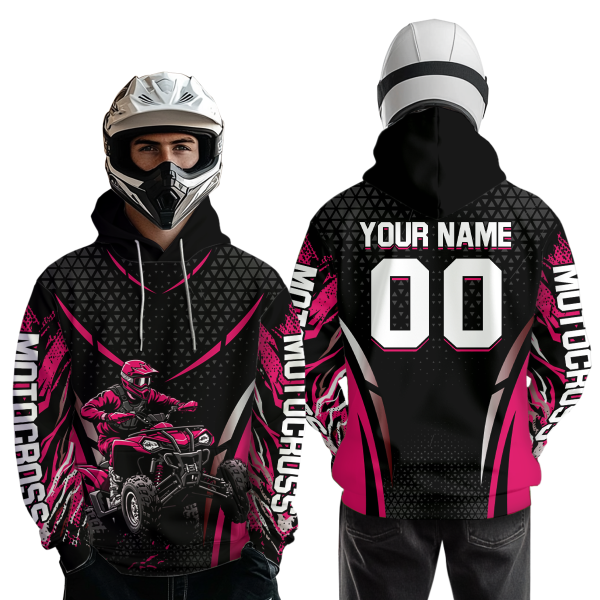 Personalized Pink ATV Motocross Hoodie Jersey Off-Road Hoodie Shirt for Kid Men Women HOT41