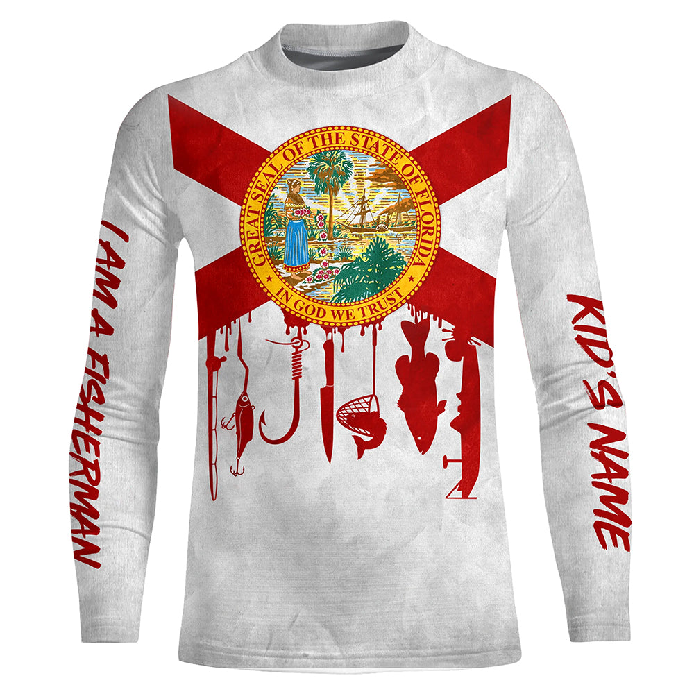 Florida flag UV protection I am a fisherman fishing shirt A24