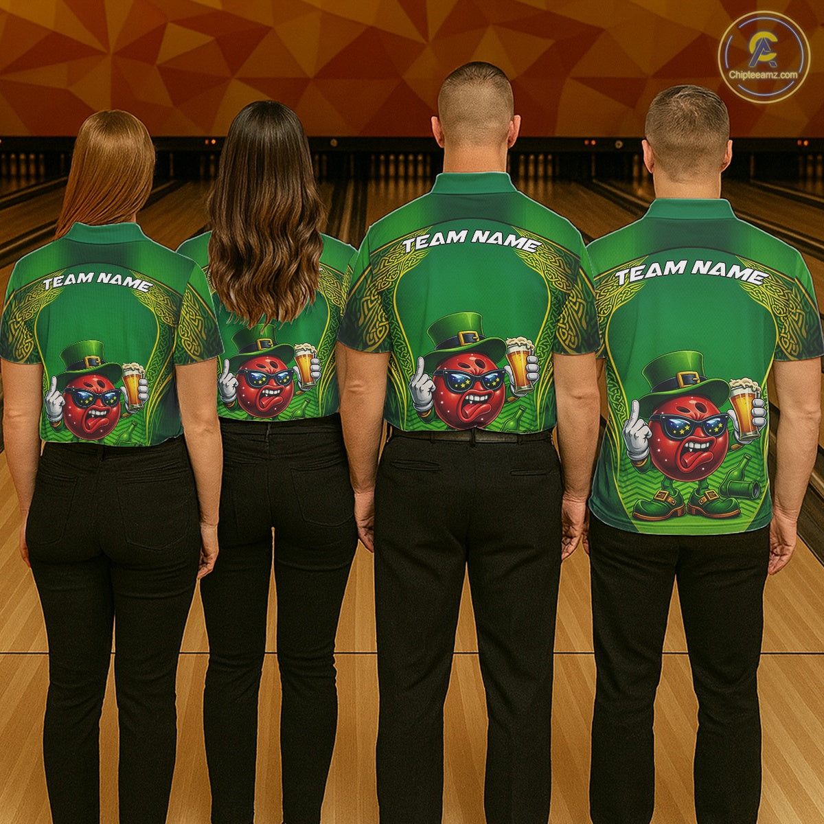 Custom Funny Leprechaun Bowling Ball And Beer St Patricks Day Bowling Shirts, Celtic Bowling Tournament Outfit IPHW10444