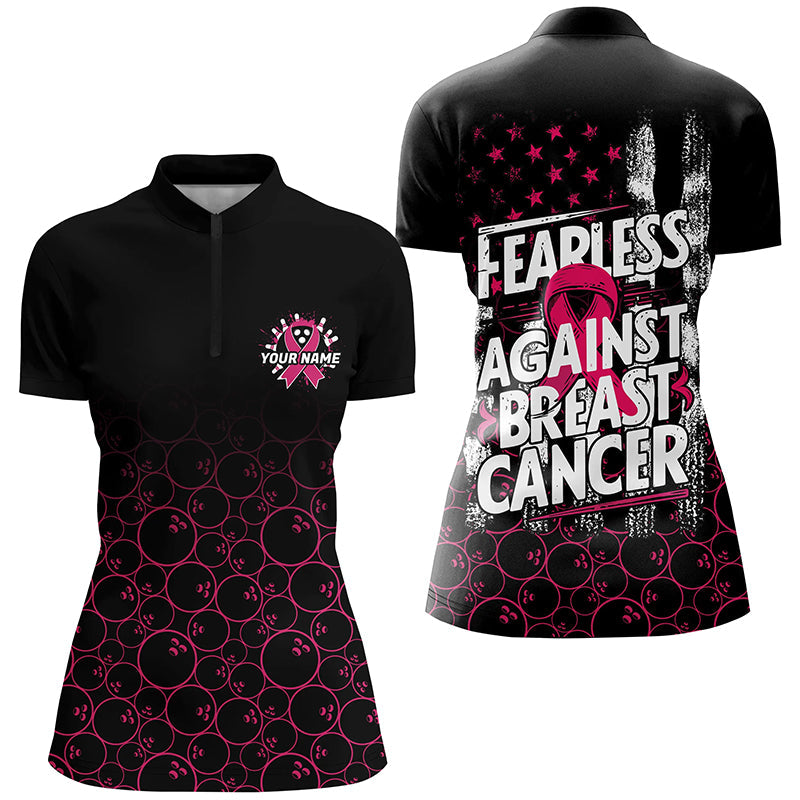 Fearless Against Breast Cancer Custom Bowling Shirts, Breast Cancer Awareness Team Jersey IPHW7010