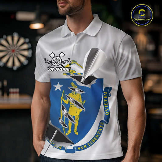 Custom Massachusetts State Flag Silver Dart Steel Tip Dart Men Polo Shirt, Dart Team Jerseys IPHW10567