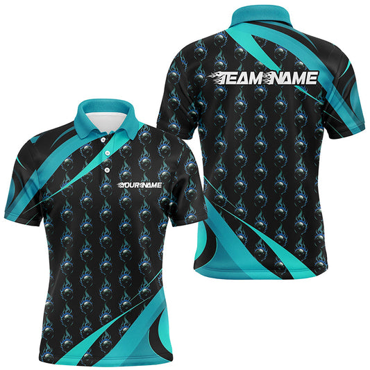 Customized Blue Flame Bowling Shirts For Men And Women, Team Bowling Jerseys With Name IPHW6992