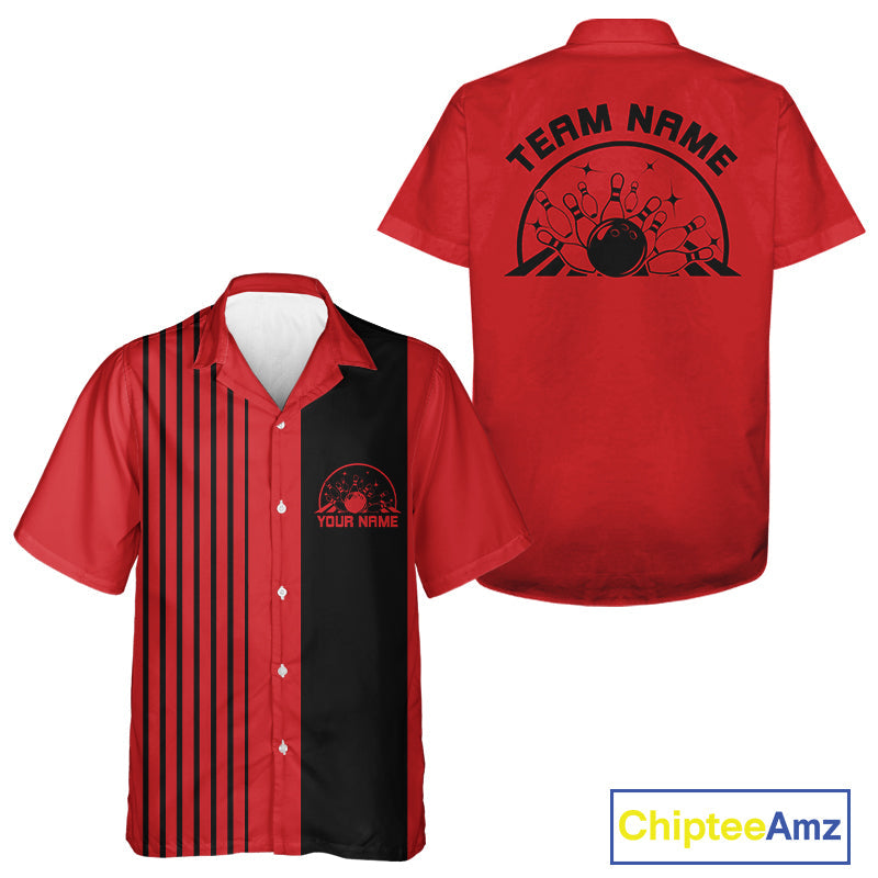 Custom Classic Striped Vintage Bowling Shirt, Retro Bowling Button Up Team Shirt IPHW10074