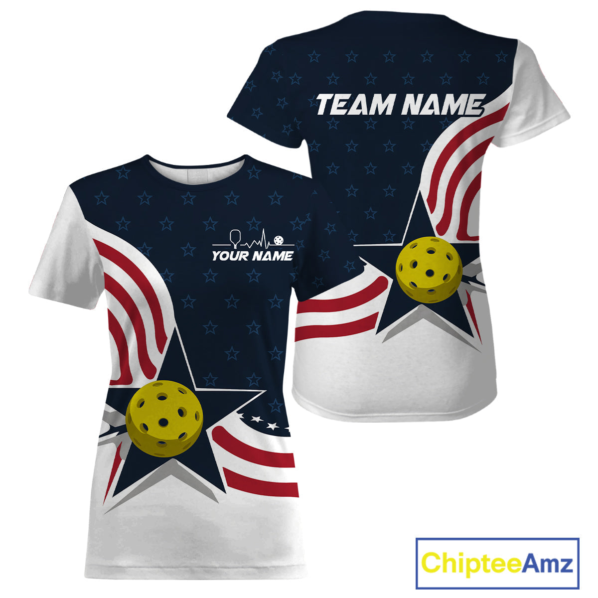Custom Pickleball Jerseys, Patriotic US Pickleball T-Shirts For Women Team League IPHW9457