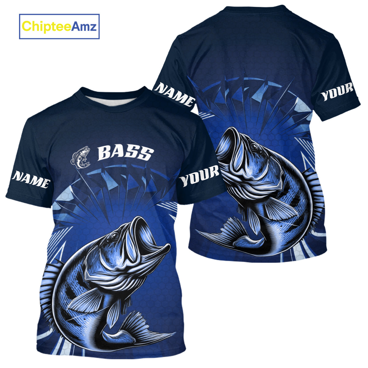 Custom Largemouth Bass Blue Tournament Fishing T-Shirts, Bass Fishing Jerseys IPHW9178