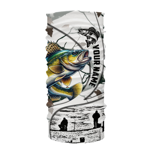 Ice fishing walleye winter camo ice fishing clothing Custom name fishing shirt, gift for fisherman NQS2590