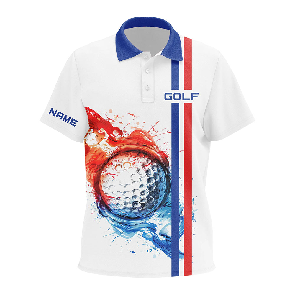 Red, White and Blue stripe Kid golf polo shirts custom golf ball kids golf tops, team golf shirts NQS7802