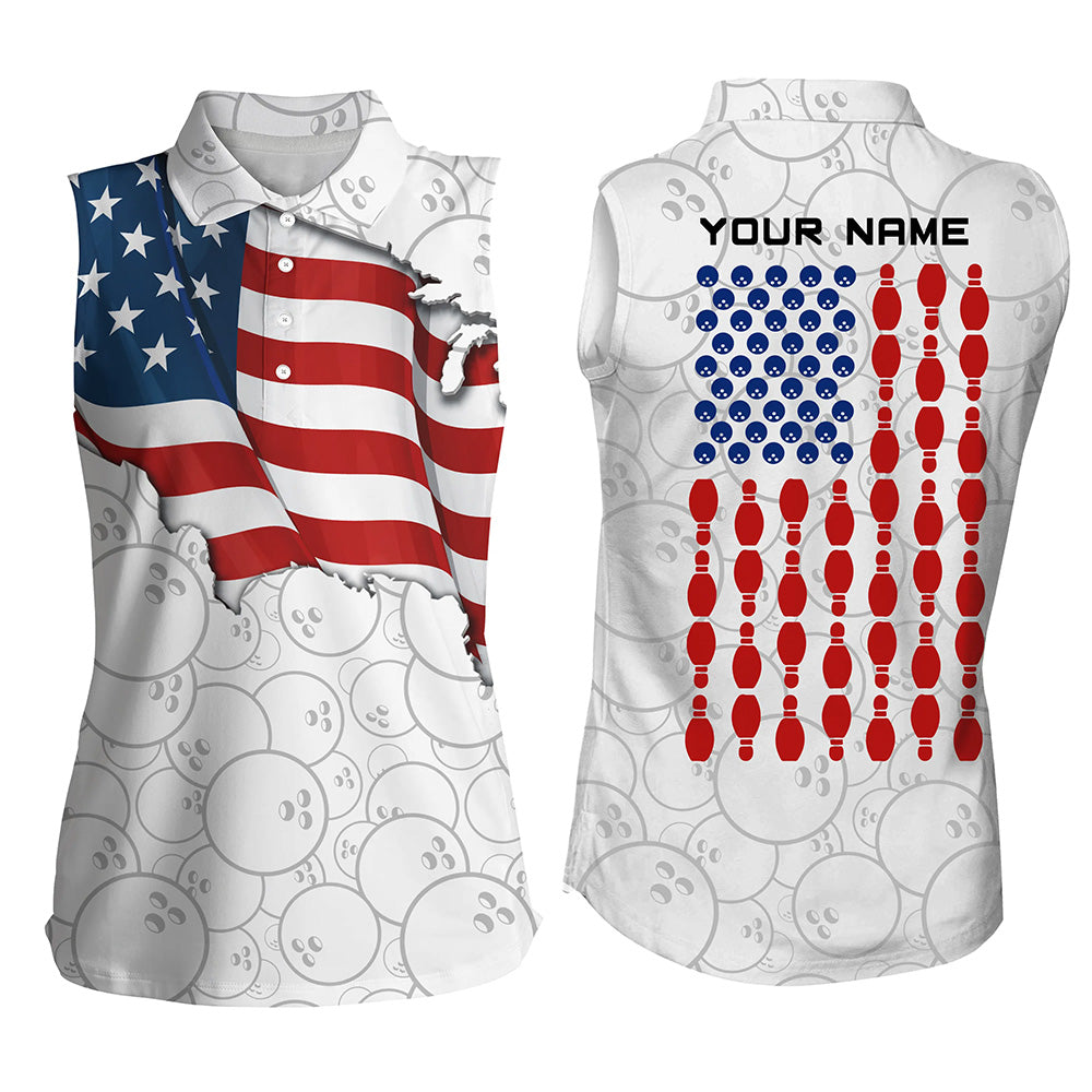 Custom sleeveless bowling shirt for women – personalized team jersey front view
