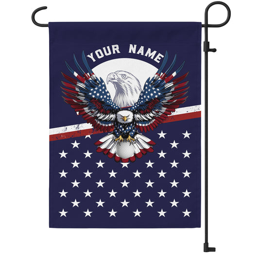 Red, white, and blue American flag Eagle patriotic Custom name Golf Garden Flag, unique golf gifts NQS9907