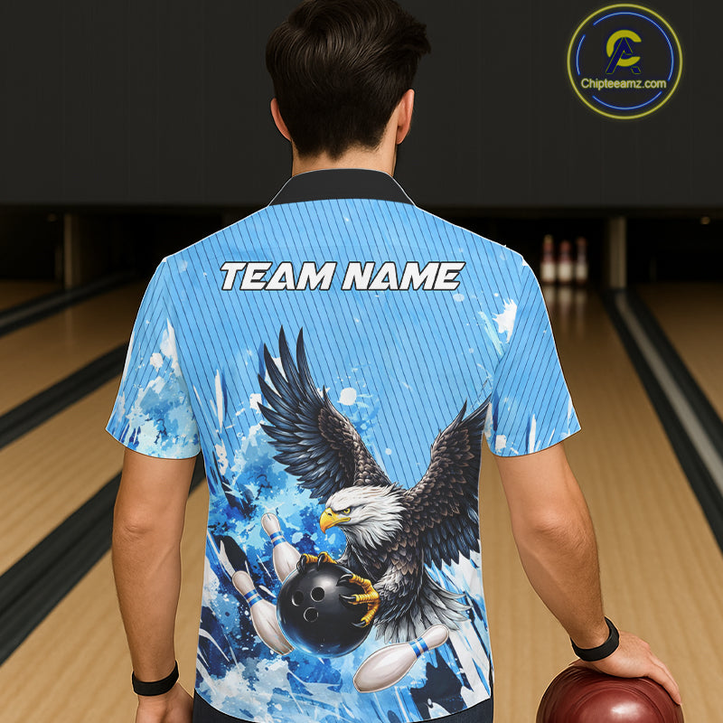 Blue Eagle Bowling Hawaiian Shirt Custom Team Bowling jerseys, Gift For Bowlers NQS11339