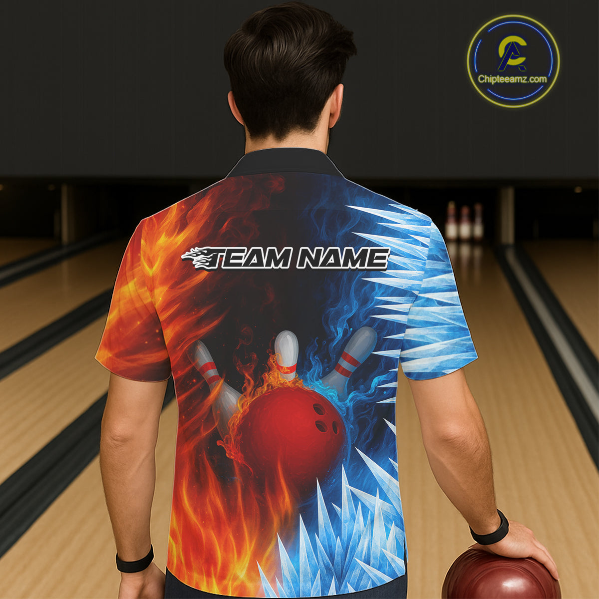 Fire and Ice Pattern Bowling Hawaiian Shirts Custom Flame Team Bowling Jerseys NQS11184