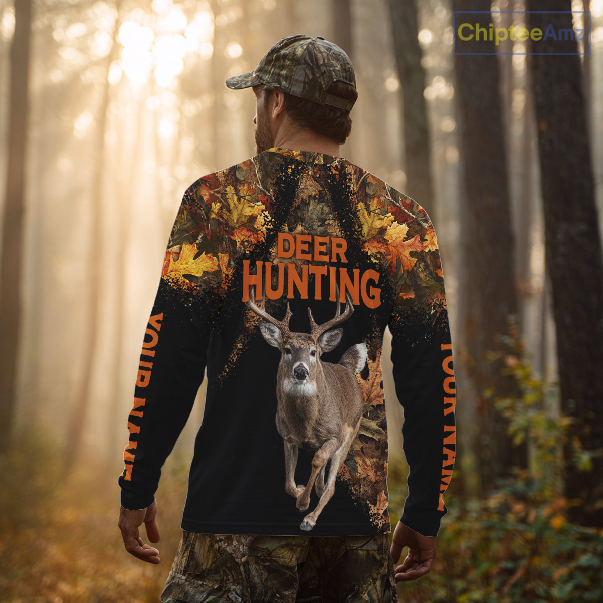 Deer Hunting Black With Camo Autumn - Personalized All Over Print Deer Hunting Clothes NHT182
