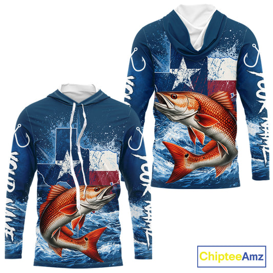Texas Flag Redfish Fishing Jersey Performance Fishing Shirt, Saltwater Angler Gift For Men