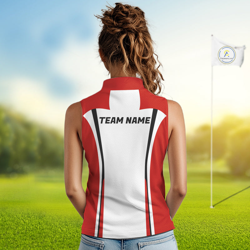 Personalized Canada Flag Sleeveless Womens Golf Shirts Golf Polo Shirts For Women Patriotic Golf Tops NHT734