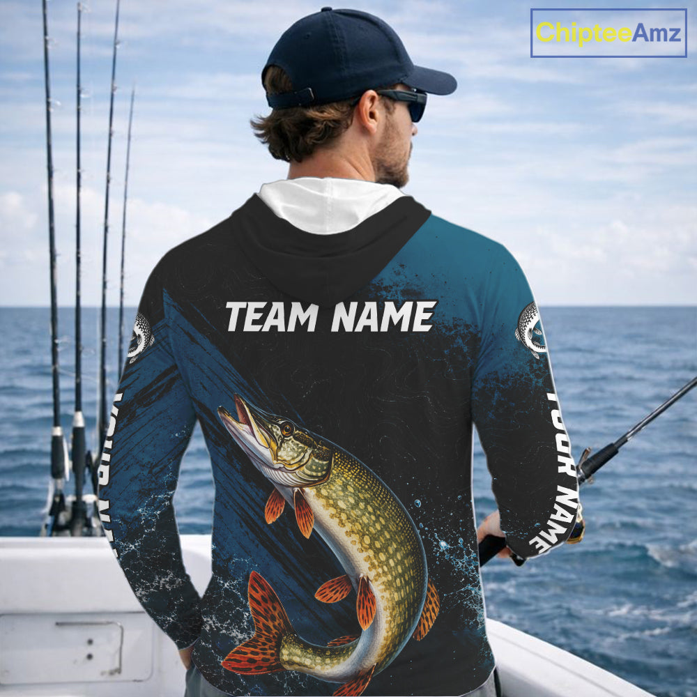 Custom Northern Pike Fishing Jersey Personalized Long Sleeve Hooded Shirt For Men