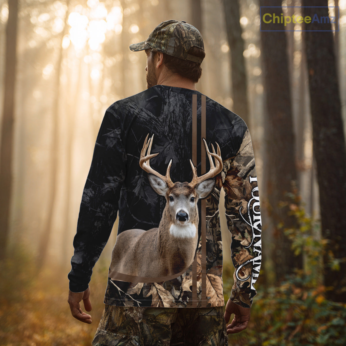 Personalized Deer Hunting Black Brown Camo Shirts, Whitetail Deer Hunting Gift NHT311