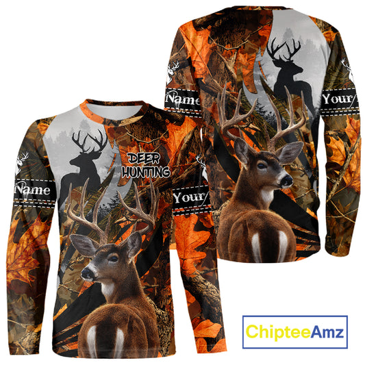 Whitetail Deer Hunting Orange Camo 3D Printed Shirts, Hunting Hoodie Gift for Men NHT327
