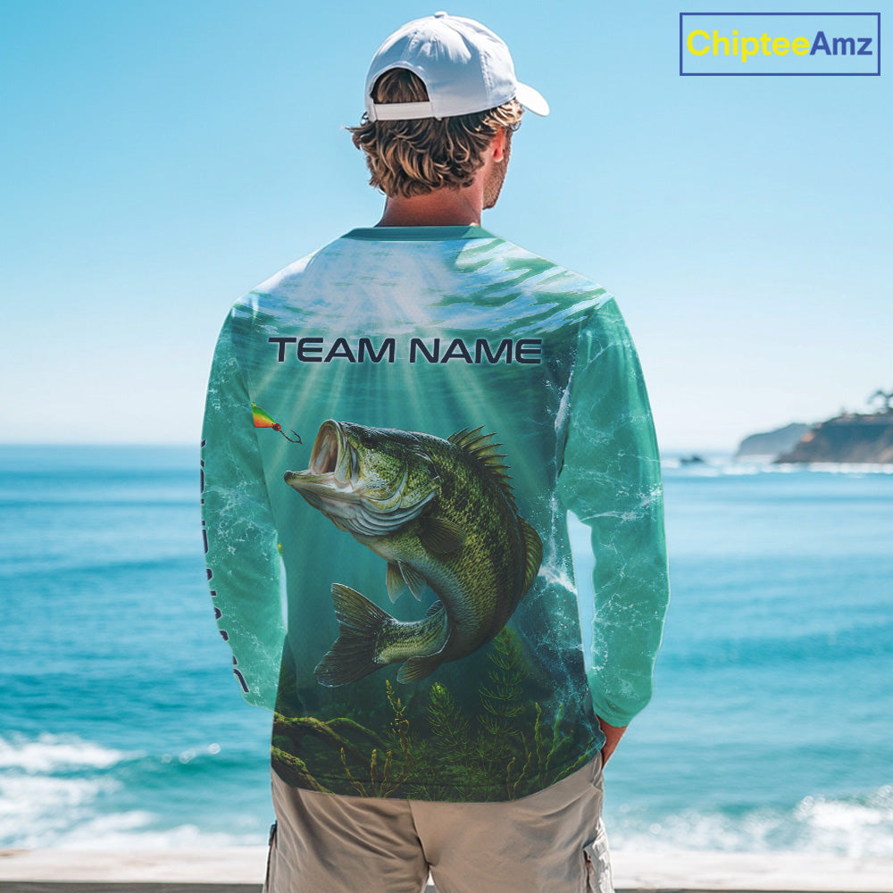 Custom Largemouth Bass Fishing Jerseys, Bass Long Sleeve Tournament Fishing Shirts For Team NBT861