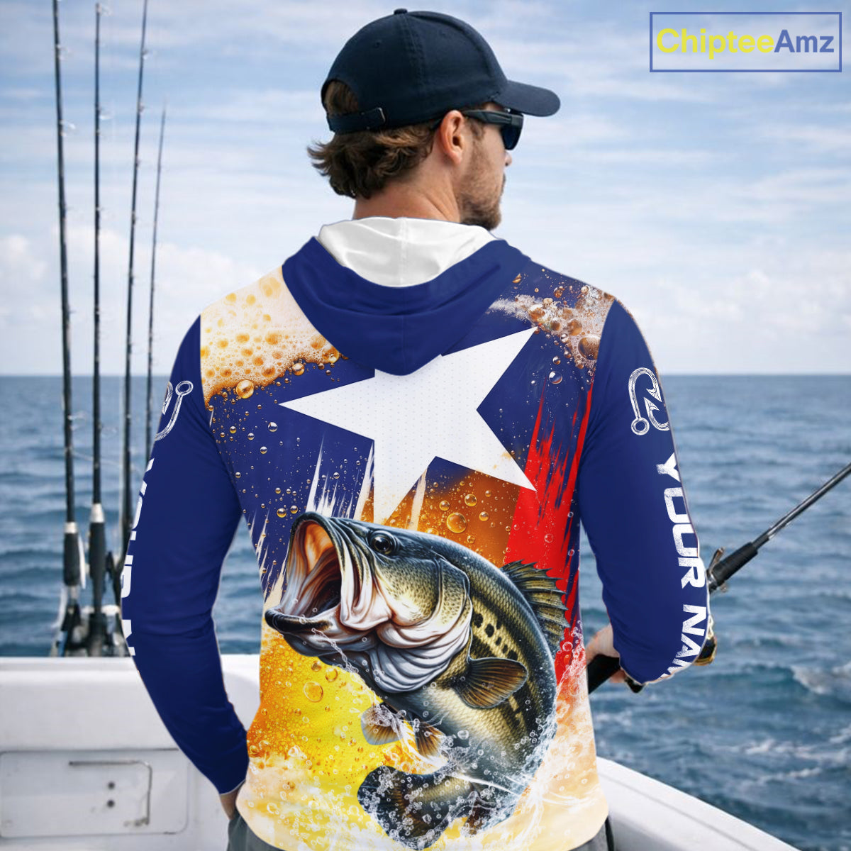 Custom Texas Flag Bass Fishing Shirts, Funny Fishing Beer Shirts Long Sleeve Hooded For Team NBT618