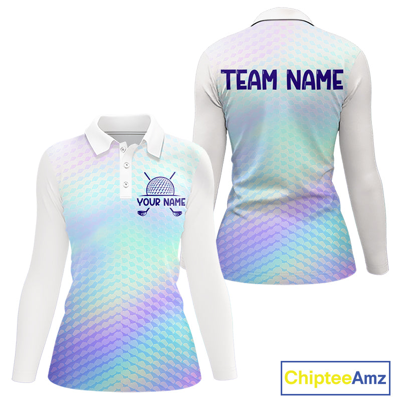 Hologram Womens Polo Golf Shirts Custom Name Golf Shirt For Women, Golf Team Clothes NBT506