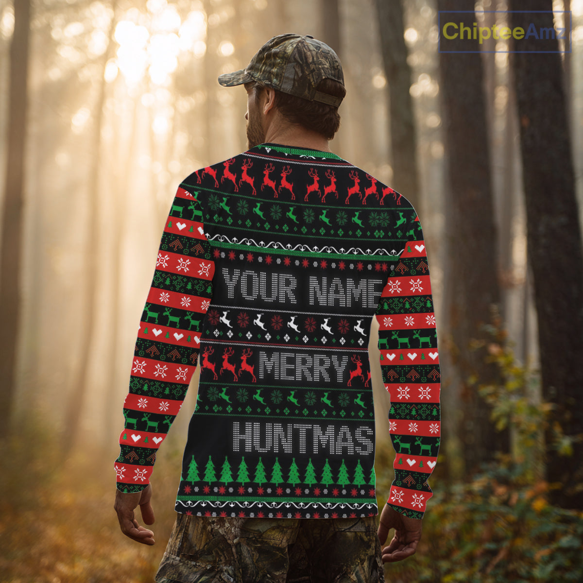 Deer Hunting Funny Ugly Christmas Sweatshirt Full Print Shirts Christmas Pattern, Christmas Gift NBT301