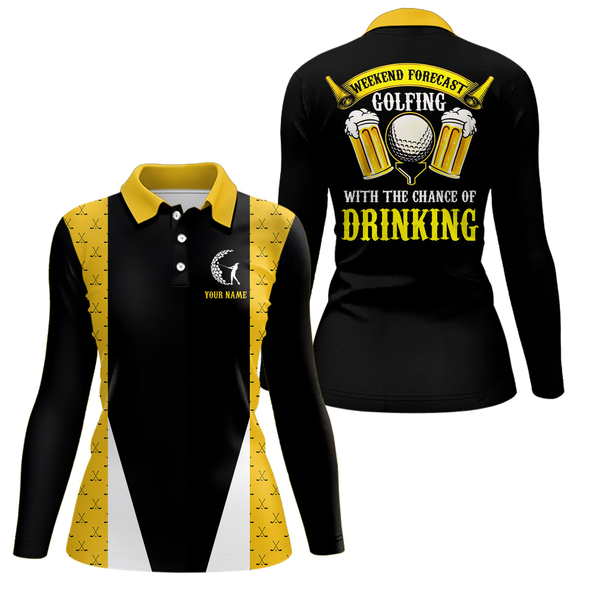 Golfing With The Chance Of Drinking Golf Clubs Seamless Polo Shirt Beer Golf Shirts For Women LDT0542
