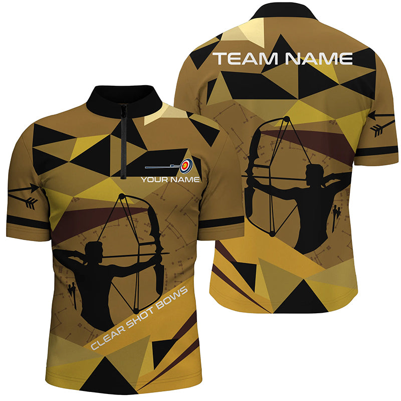 Personalized Clear Shot Bows Silhouette Archer Quarter-Zip Shirts For Men, Target Archery Shirts VHM0640
