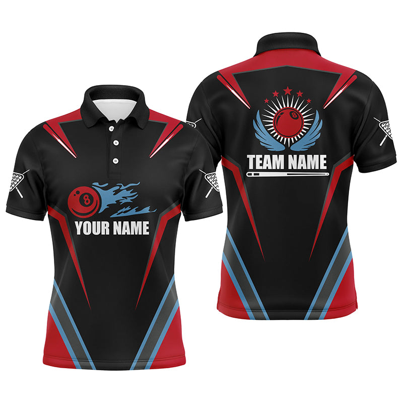 Personalized Billiard Ball 8 Flame Polo Shirts For Men, Custom Pool Billiard Jerseys VHM0036