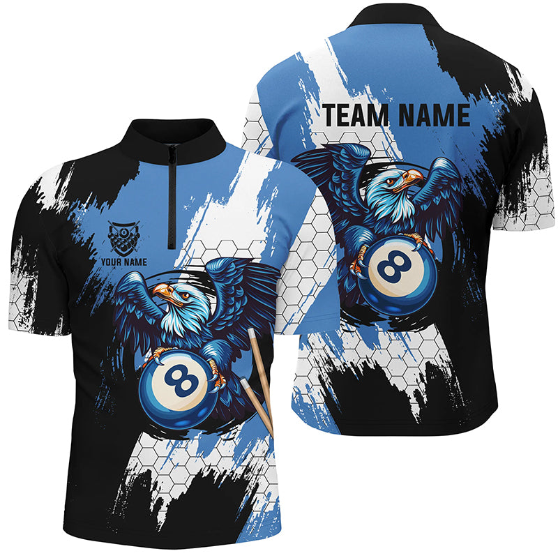 Personalized Black Blue Eagle 8 Ball Billiard 3D Shirts For Men Custom 8 Ball Pool Team Jersey VHM1178