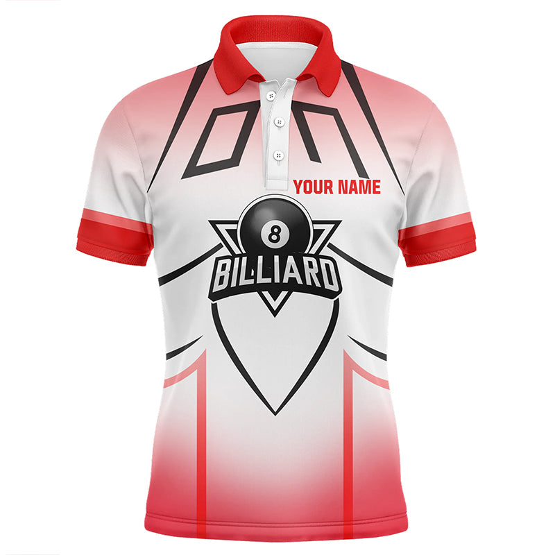 Personalized Red 8 Ball Billiard Heart 3D Polo Shirts For Men, Custom Billiards Valentine Gifts VHM0965