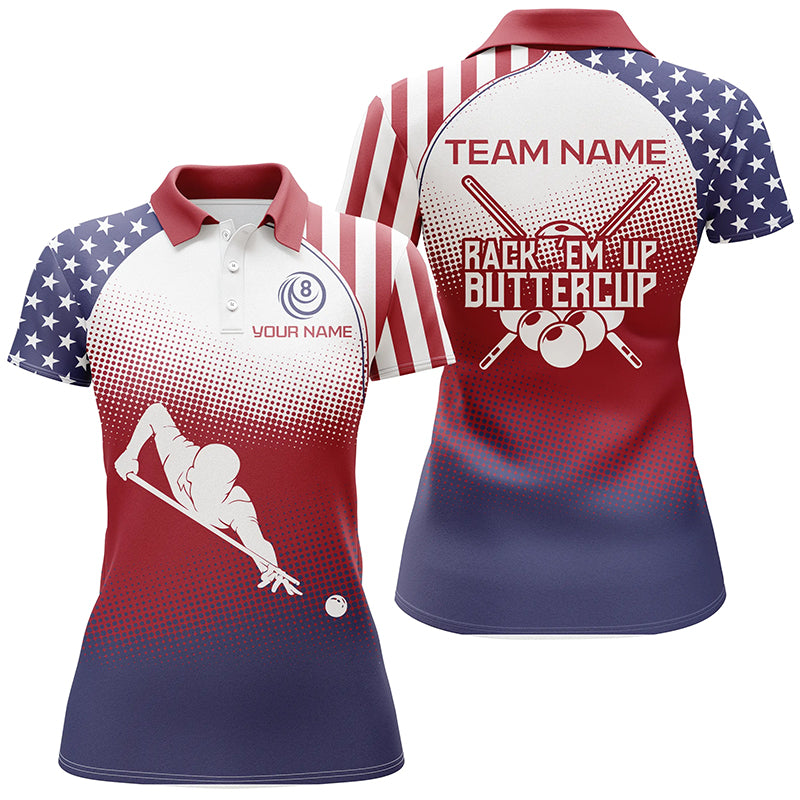 Personalized American Flag Billiards Ball Player Full Printing 3D Polo Shirts For Women TDM0138