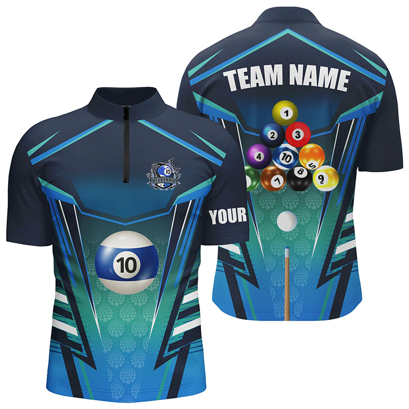 10 Ball Pool Billiard Jerseys Custom Quarter-Zip Shirts For Men Best Billiard Team Shirts TDM0926