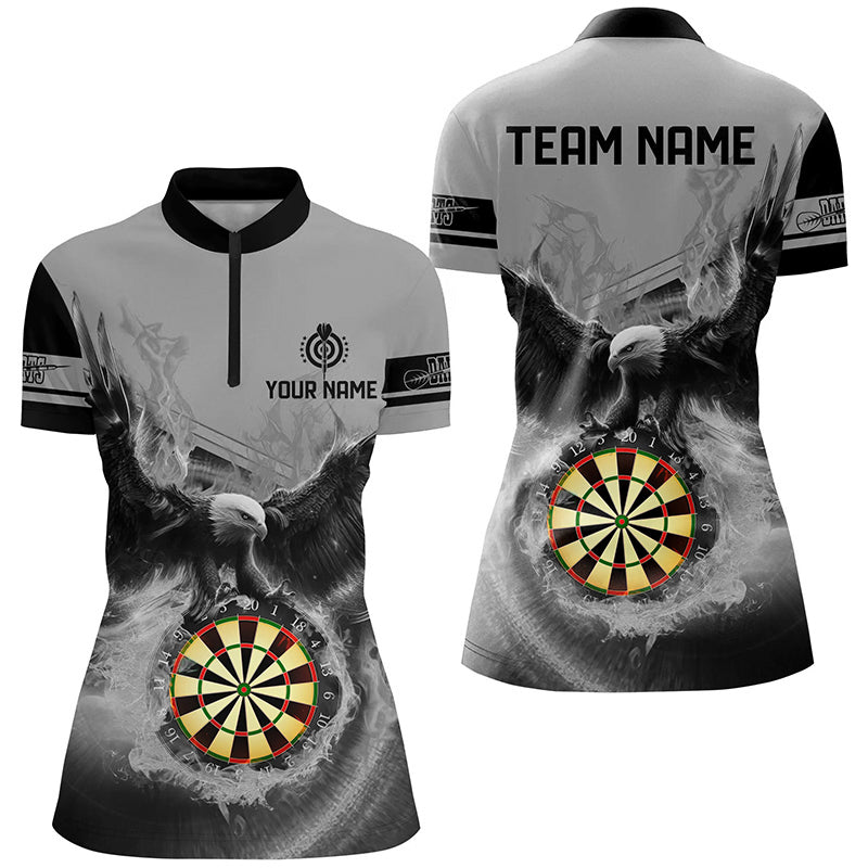 Personalized 3D Eagle Flying On Dart Board Fire Darts Shirts For Women Custom Darts Jerseys |Grey TDM2383