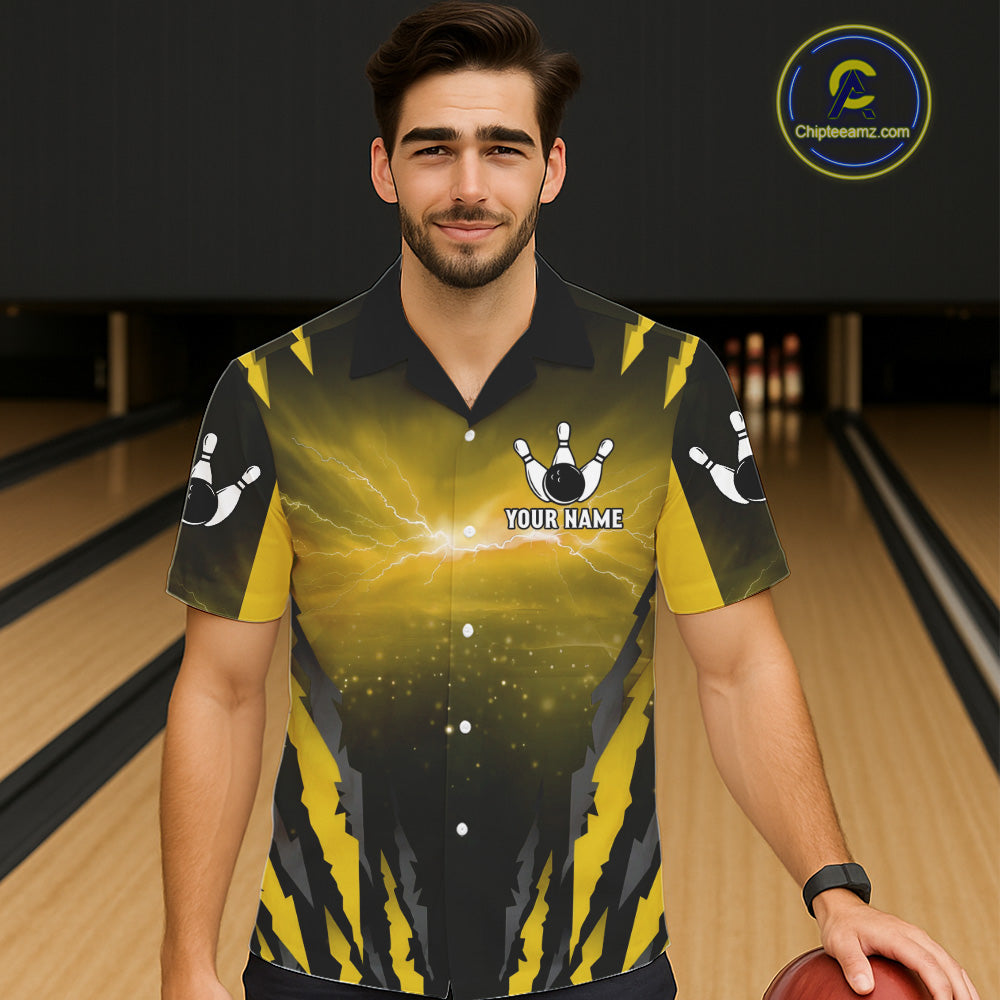 Yellow Thunder Lightning Cobra Snake Hawaiian Bowling Shirts For Women Custom Bowling Team TDM6085