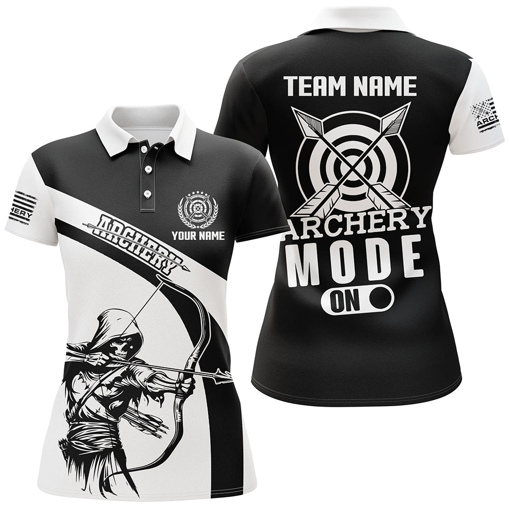 Personalized Funny Archery Player Women Polo Shirts Custom Black White Archery Jerseys TDM1497