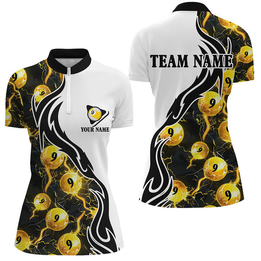 Yellow 9 Ball Pool Thunder Lighting Custom Billiard Shirts For Women Team League Billiard Jerseys TDM1902