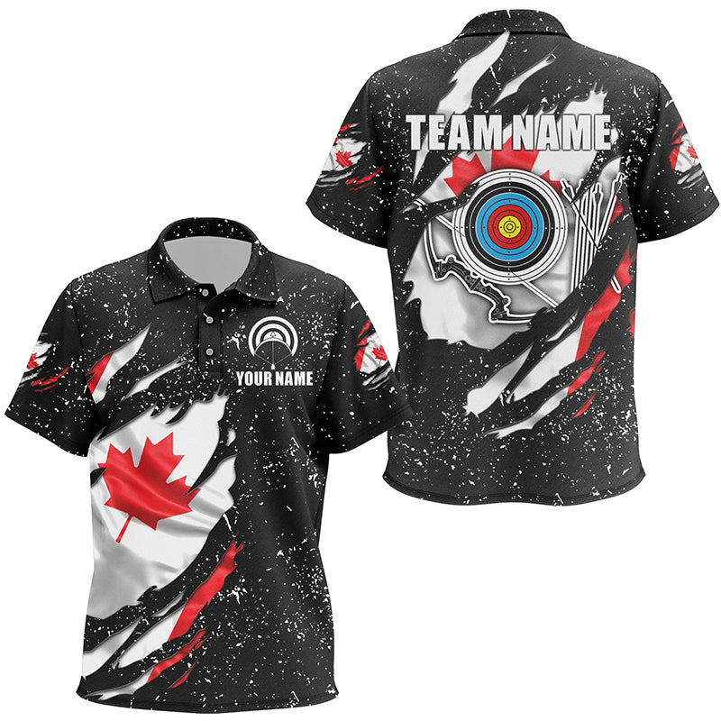 Grunge Canada Flag Target Archery Sets Kid Polo Shirts Custom Patriotic Archery Jersey Attire TDM1387