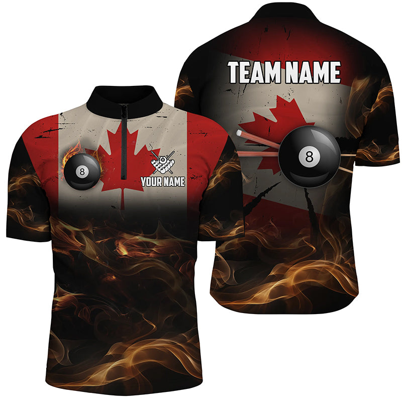 Personalized Canada Flag Vintage Smoke Billiard Shirts For Men, Patriotic Billiard Team Jerseys TDM2500