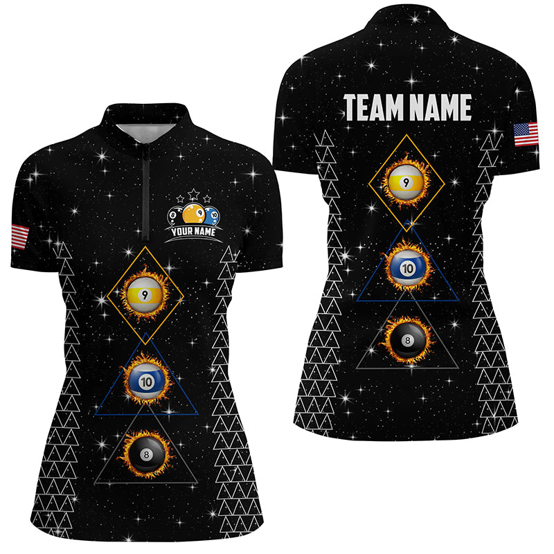 Custom Galaxy Billiard 8 Ball 9 & Ball 10 Ball Shirts For Women, Unique Team Jersey Billiard Shirts TDM2256
