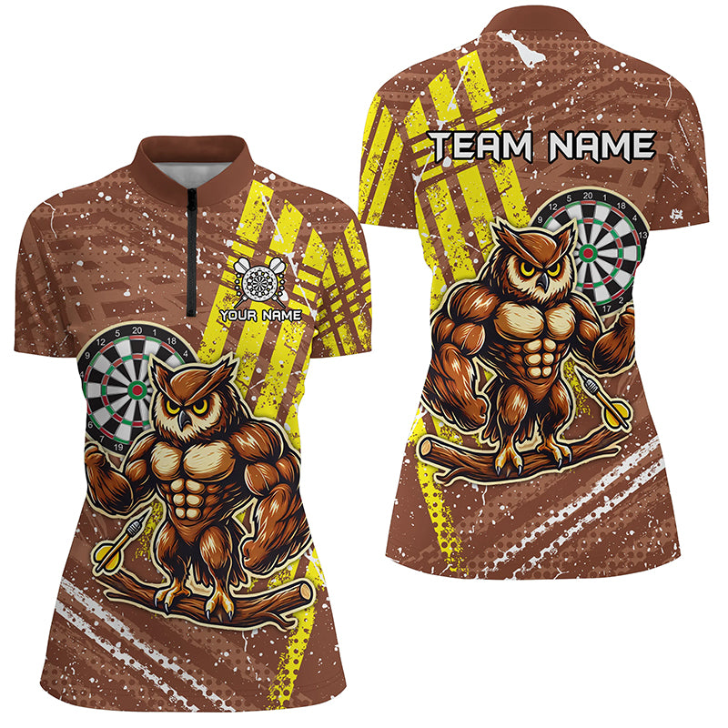 Personalized Funny Owl Darts Shirts For Women Custom Brown Darts Jerseys, Unique Darts Apparel TDM1918