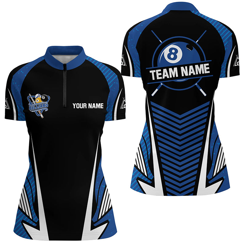 Personalized Blue Billiard Jerseys For Women Custom Billiard Team Shirts Tournament Pool Jerseys TDM2621