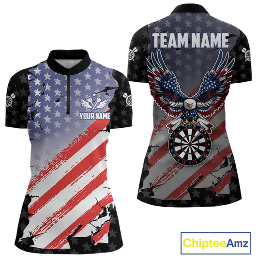 Personalized American Flag Eagle Darts Shirt For Women Custom Patriotic Darts Team Jersey Team TDM5149