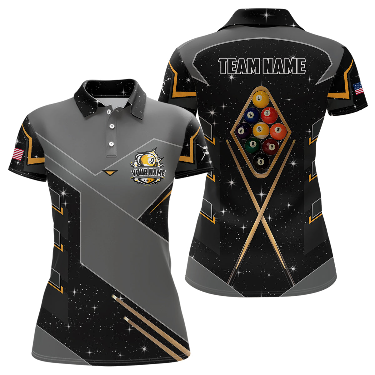 Personalized 9 Ball Pool Billiard Polo Shirts For Women Custom 9 Ball Billiards Attire Jerseys TDM0589