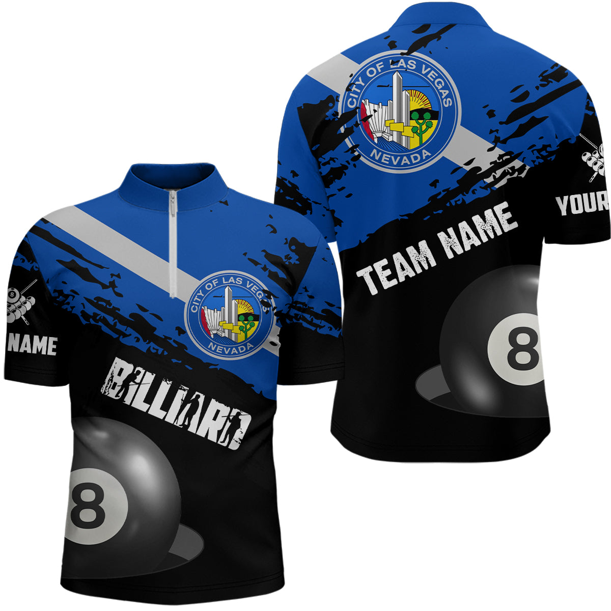 Personalized Grunge Las Vegas Flag 8 Ball Billiard Shirts For Men Custom Patriotic Billiard Jerseys TDM2047